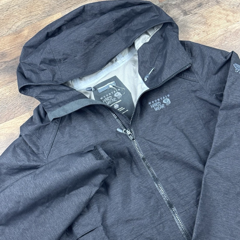 Mountain Hardwear Acadia Parka Womens M Black Rain Jacket Hooded OL8283